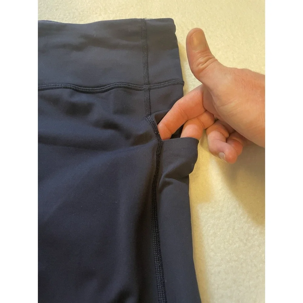 Lululemon Cropped Leggings Women's Size 6 Blue Stretch Yoga Pockets‎ Athleisure